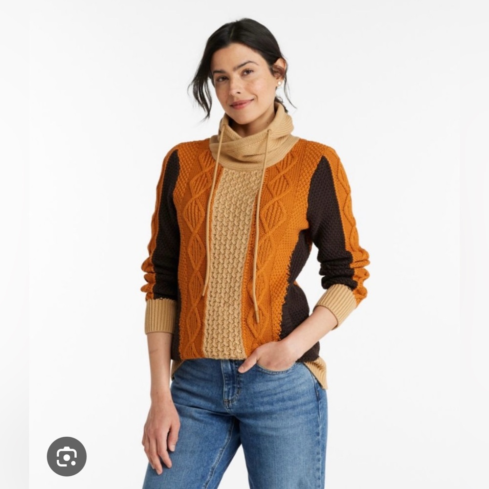 L.L.Bean Signature Women's Cotton
Funnelneck Sweater, Colorblock